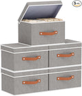 Fabric Storage Bins with Lids, Linen Foldable Clothes Boxes, Closet Organizer by YheenLf