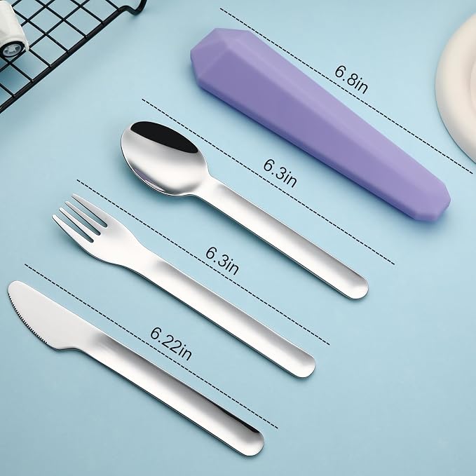 DEVICO Travel Utensils with Case, Reusable Camping Silverware Cutlery, 18/8 - Image 5
