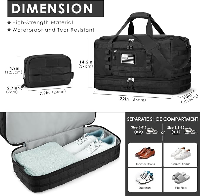 ETRONIK Travel Bag for Men Women, Gym Bag & Tactical Duffle Bags for Travel - Image 4