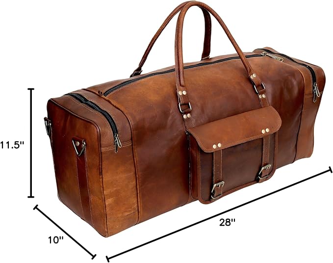 Leather Duffle Bag for Men Luggage Handmade Travel Bag Carry On Luggage - Image 9