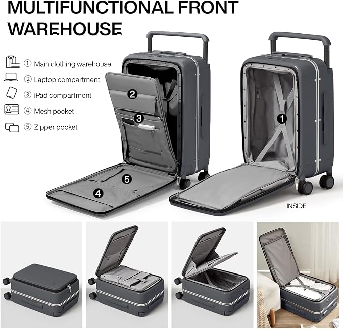 mixi Luggage Suitcases with Spinner Wheels 24'' Travel Luggage with Front - Image 3