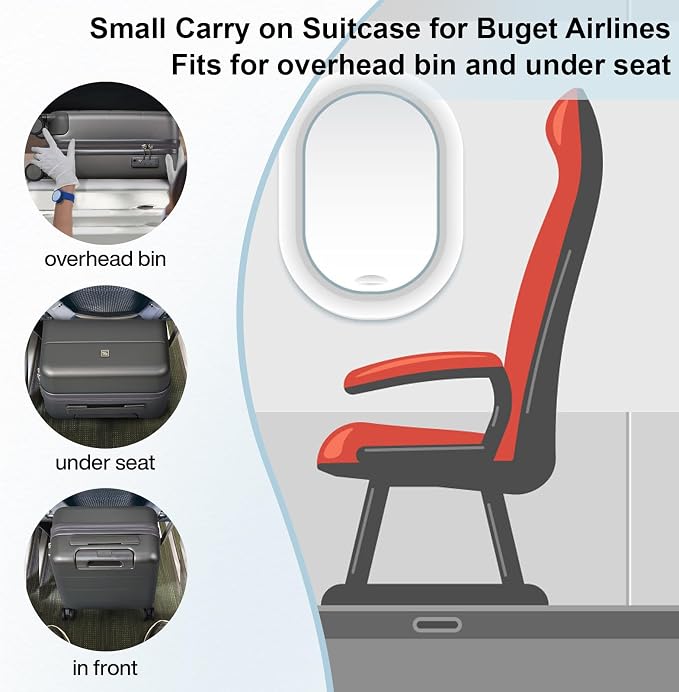 Hanke 16 Inch Underseat Carry On Luggage Hard Shell Suitcases - Image 2