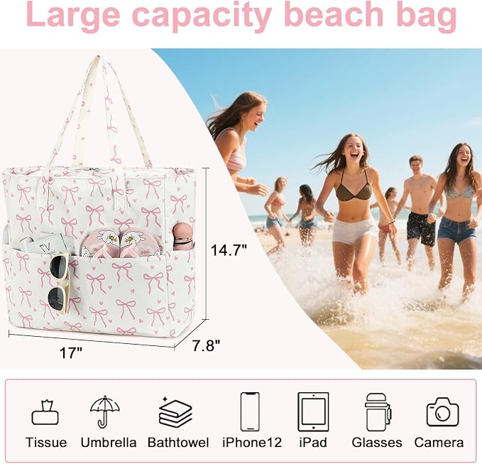 LEDAOU Beach Bag Waterproof Sandproof Women Tote Bag Pool Bag - Image 7