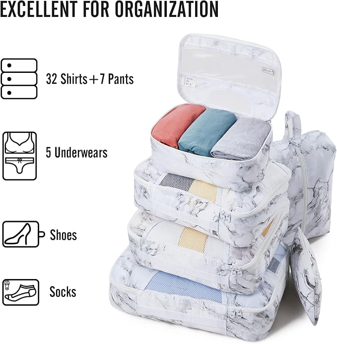 Veken 8 Set Packing Cubes for Travel Essentials, Suitcase Organizer Bags in 4 - Image 5