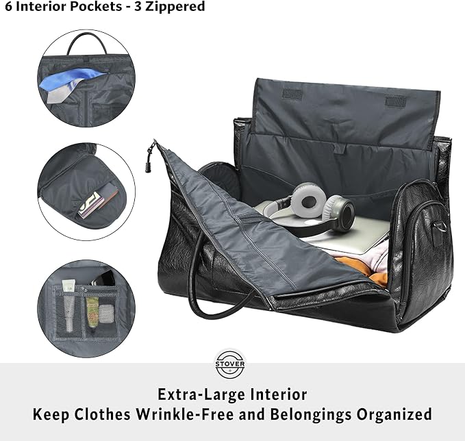STOVER Garment Travel Duffle Bag, Large 2-in-1 Convertible Carry-on Luggage - Image 3