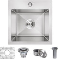 15x15 inch Drop in Bar Sink, 15 inch Small Kitchen Sink Topmount 18 Gauge by Winnpex