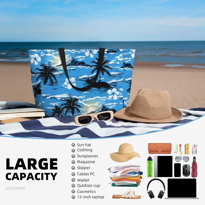 Beach Bag for Women Beach Tote Bag Waterproof Sandproof Large Bags - Image 5