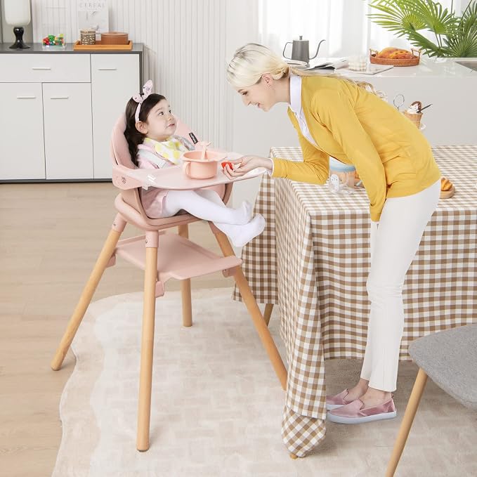 BABY JOY Baby High Chair, 6 in 1 Convertible Wooden High Chair - Image 8