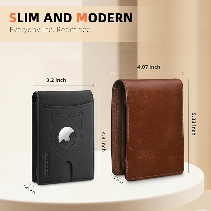RUNBOX AirTag-Wallet-Mens-Slim-RFID Blocking Wallets Leather - Image 5