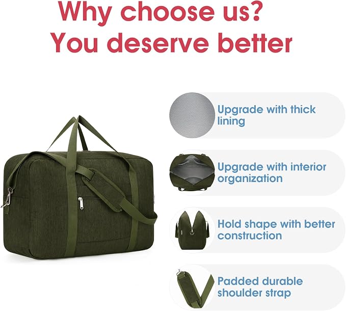Carry on luaggage 22x14x9 Airlines Approved Foldable Carry on Bag Travel Duffel - Image 5