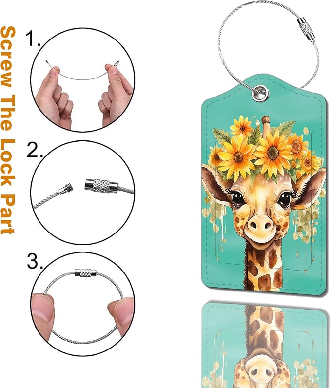 2 Pack Luggage Tag for Suitcase, Cute Unique Leather Bag Tags Identifiers - Image 2
