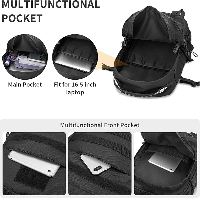 HUNTVP Military Tactical Backpack 40L Large Army 3 Day Assault Pack Molle Bag - Image 4