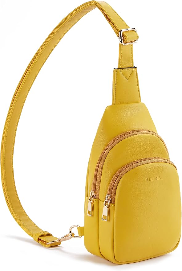 Telena Small Sling Bag for Women Leather Crossbody Fanny Packs Chest Bag for by Telena