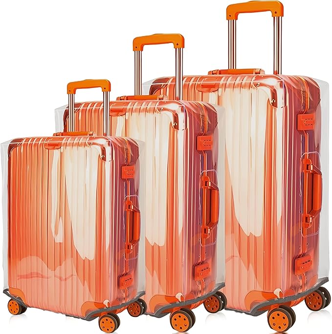 3 PCS Luggage Covers for Suitcase TSA Approved, 20/24/28 Inch Full Clear by Gigabit