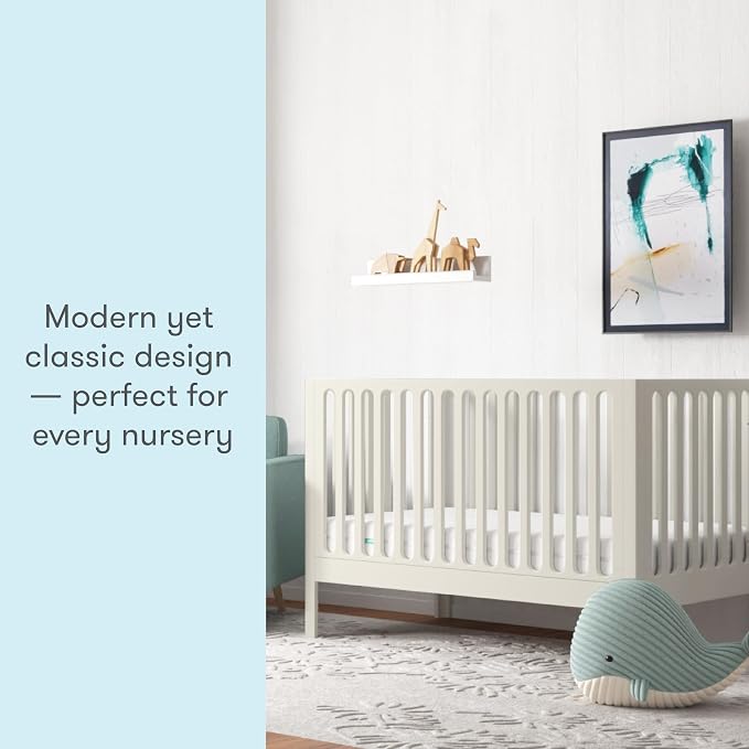 Newton Baby Galileo Standard Crib, Solid Beech Wood in Warm White Color - Image 9