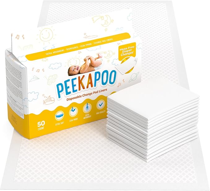 Peekapoo - Disposable Changing Pad Liners Super Soft, Ultra Absorbent & by PEEKAPOO