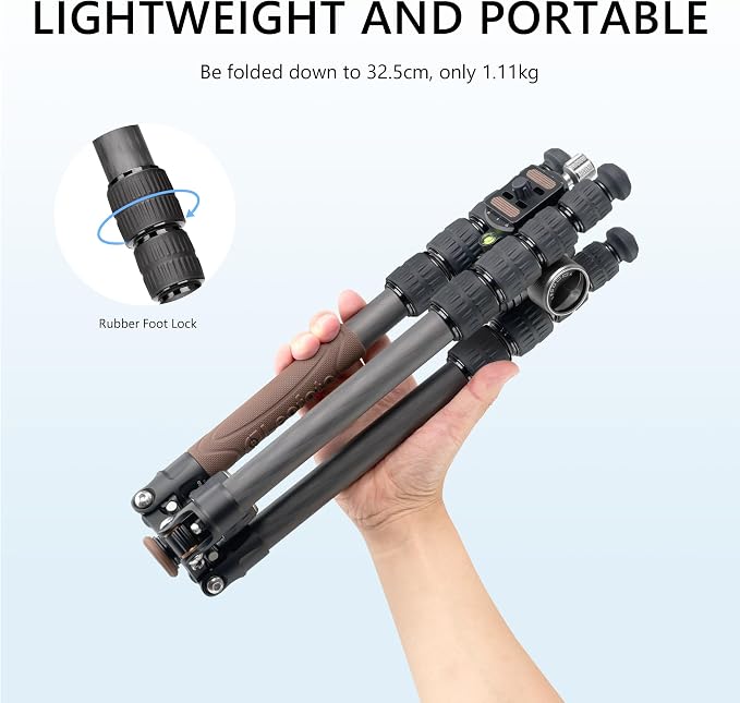 Lightweight Carbon Fiber Reverse Folding Travel Tripod - Image 4