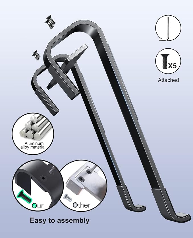 Soqool Laptop Stand for Desk, Ergonomic Detachable Laptop Riser, Aluminum - Image 7