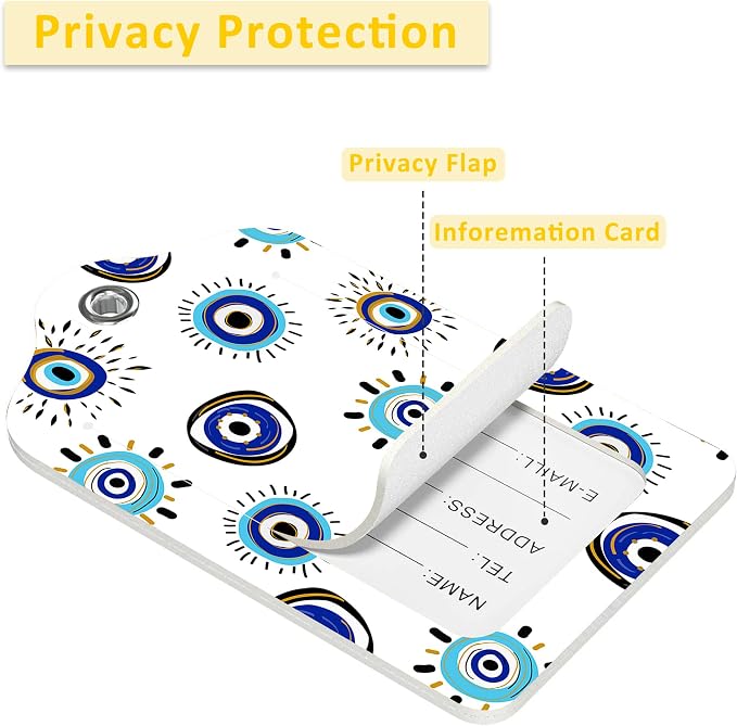 2 Pack Luggage Tag for Suitcase, Evil Eye PU Leather Suitcase Tags Identifiers - Image 4