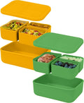 Platinum Silicone Bento Lunch Box Set of 2 – 3 Compartments, Microwave & by VERSATYLE