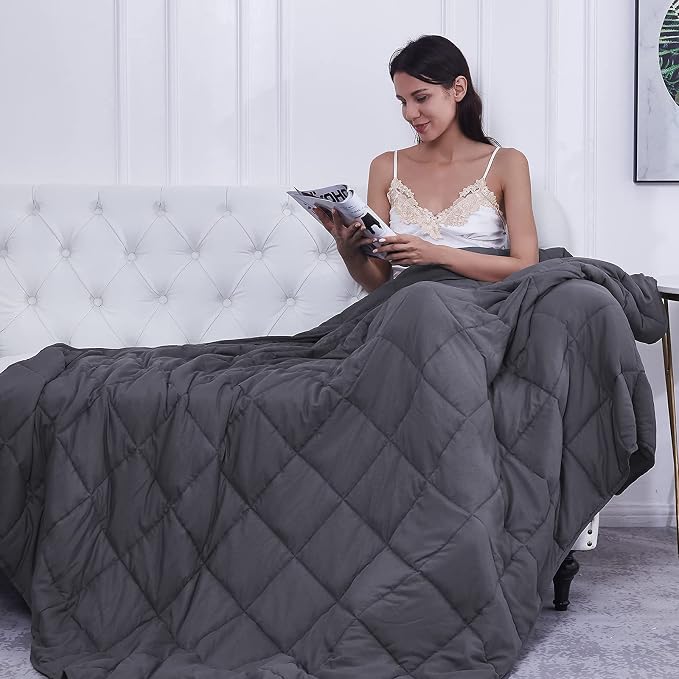 L'AGRATY Weighted Blanket Queen Size Cooling Breathable Heavy Blanket - Image 7