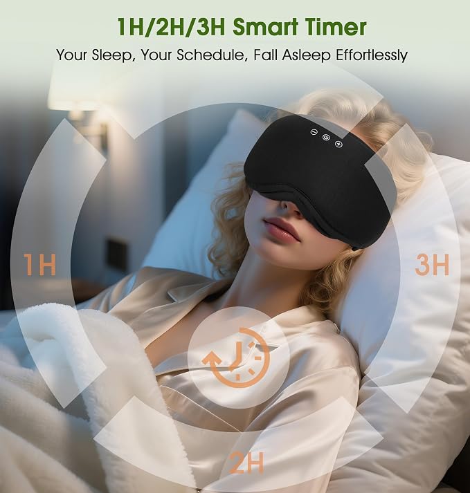 LC-dolida Bamboo Cotton Bluetooth Sleep Mask, 2 in 1 3D Soft Sleep Mask - Image 5