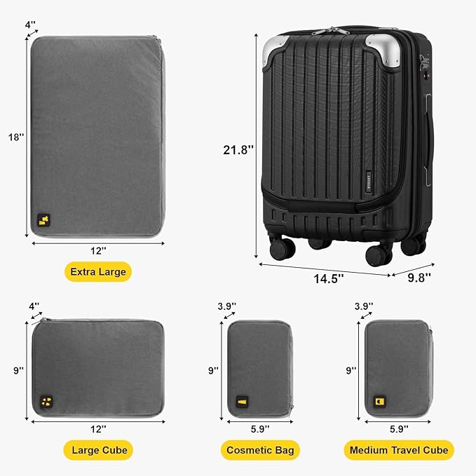 LEVEL8 Grace Carry On Luggage Airline Approved, 20 Inch Expandable Hardside - Image 2
