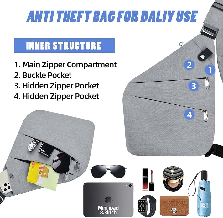 Anti Theft Crossbody Bag, Anti Theft Travel Bag - Image 4