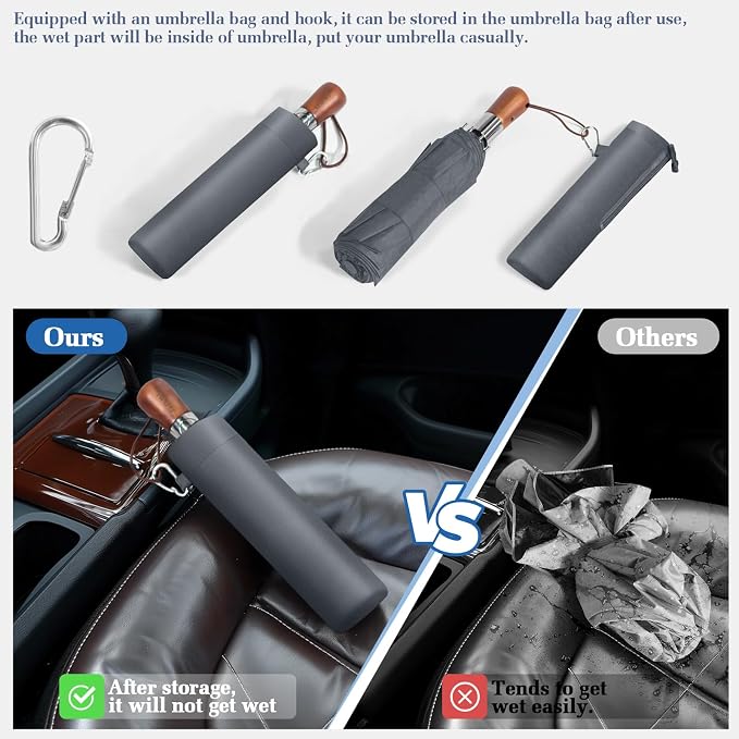 3T Wind Armor Travel Umbrella Compact Easy Auto Open Close Folding Umbrellas - Image 6