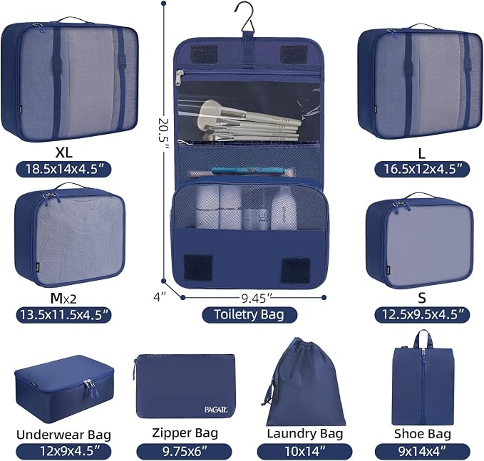 BAGAIL 6 Set/8 Set/10 Set Packing Cubes Various Sizes Packing Organizer - Image 2