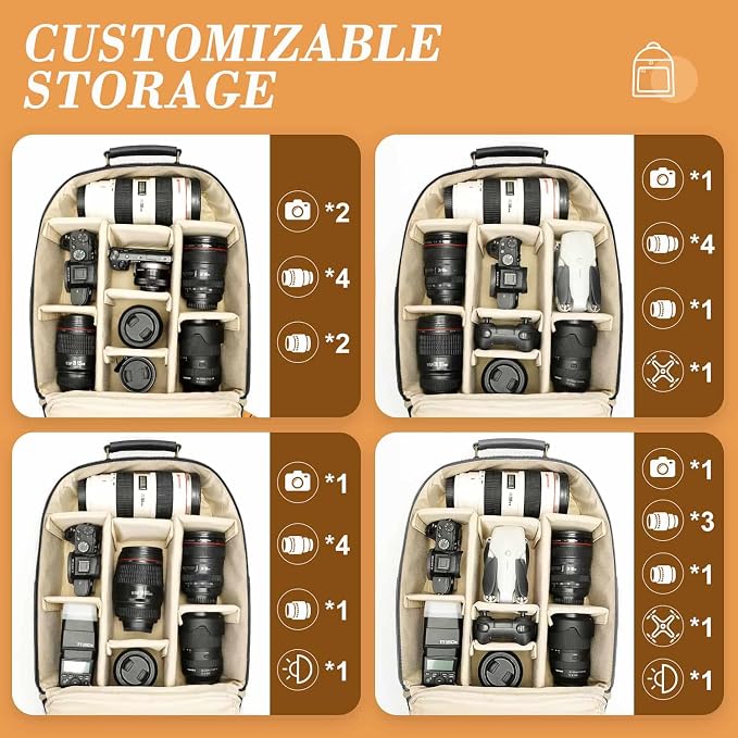 Camera Backpack Classic PU Leather - Image 4