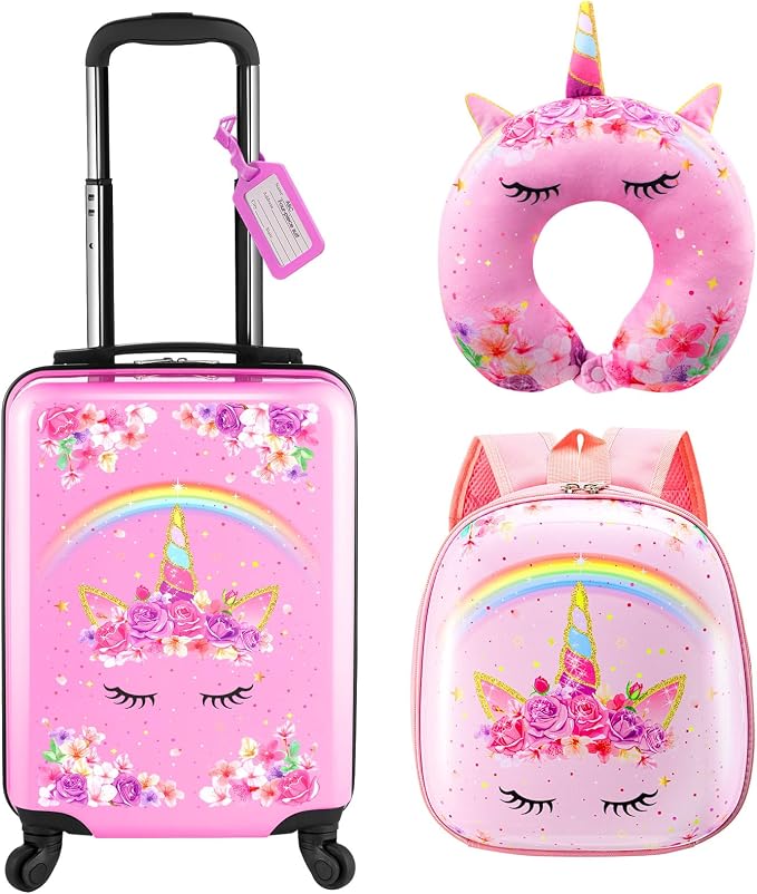 Sanwuta 4 Pcs Kids Luggage Set Kids Backpack Travel Rolling Suitcase by Sanwuta