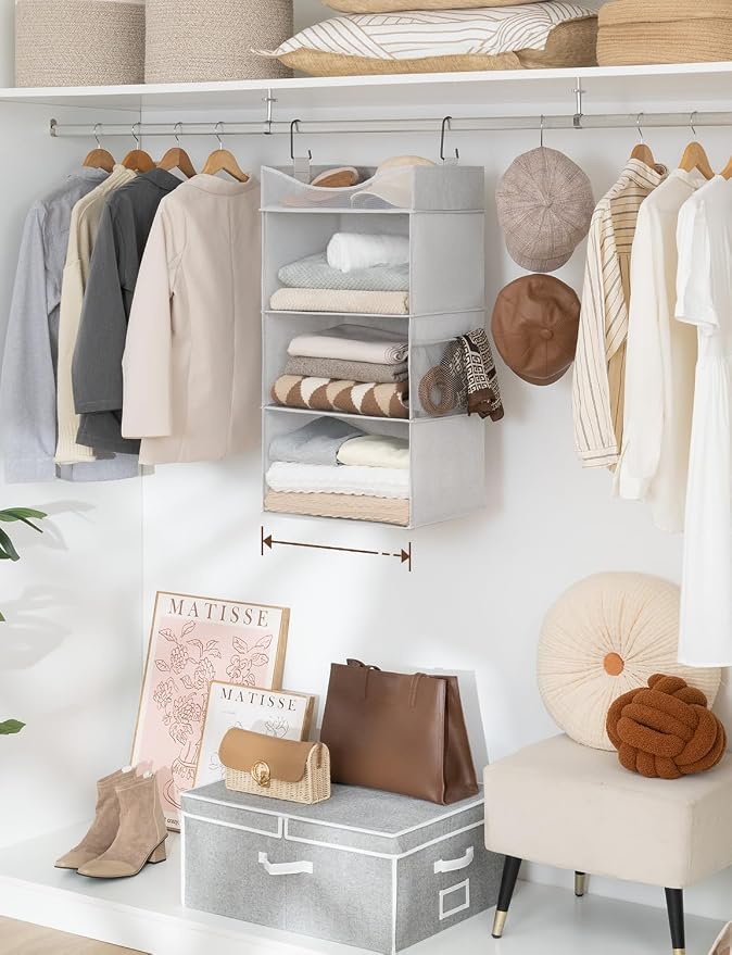 StorageWorks Hanging Closet Organizer, 3-Shelf Hanging Closet Shelves - Image 2