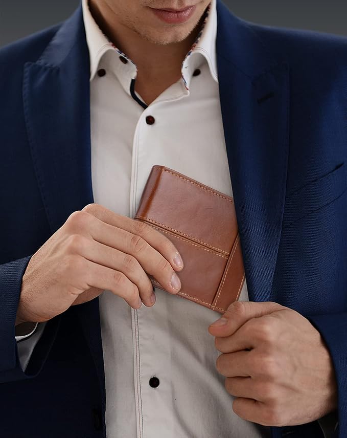 Swallowmall Mens Wallet Rfid Blocking Genuine Leather Bifold Wallets - Image 3