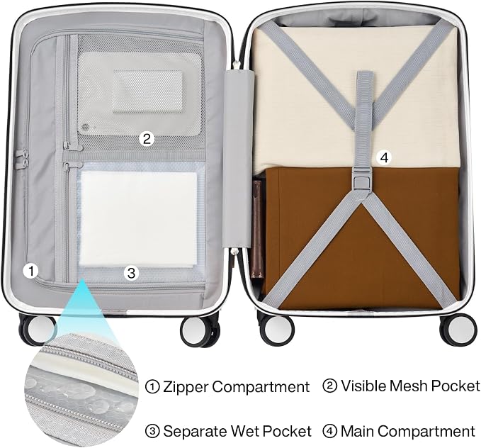 Hanke Hard Shell Luggage Sets 3 Pieces, Carry On and Checked Luggage Sets - Image 6
