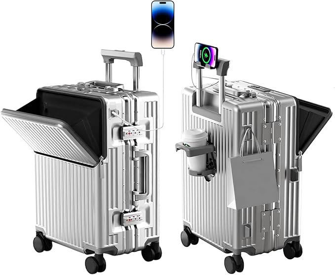 Zipperless Luggage, Polycarbonate Aluminum Hard Shell, Expandable Carry-On by cycyCarry