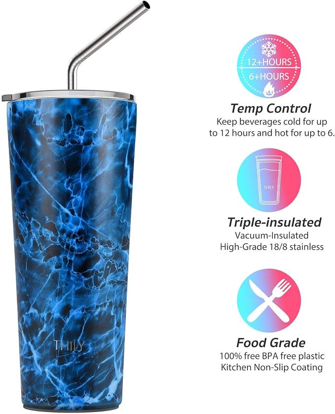 THILY Tumbler Stainless Steel Coffee Cup 26 oz Triple-Insulated Wide Mouth - Image 3
