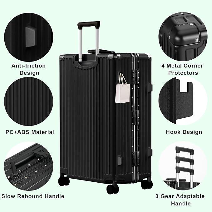 AnyZip Luggage PC+ABS Aluminum Frame Zipperless Checked Luggage Hard Shell - Image 4