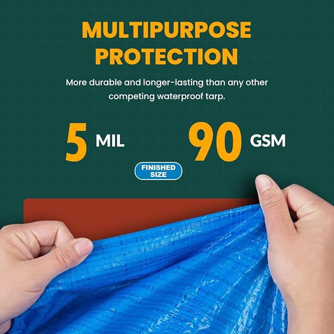 Tarp Cover Blue Waterproof 9x12 Great - Image 3