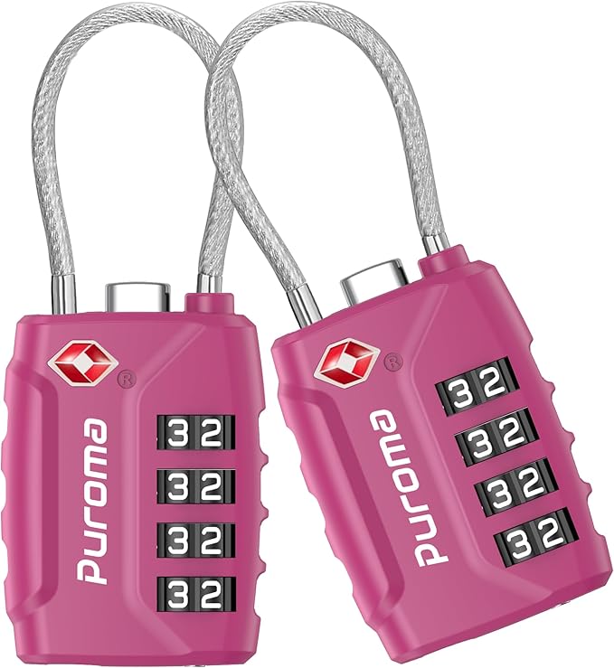 Puroma 2 Pack TSA Approved Luggage Locks, 4 Digit Combination Travel Locks by Puroma