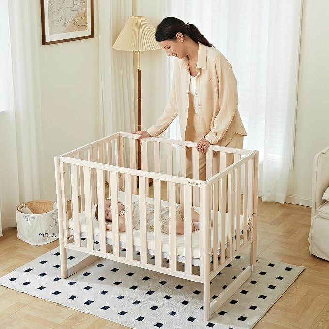 EvoNook 6-in-1 Convertible Mini Crib, 100% New Zealand Wood, 4 Adjustable - Image 2