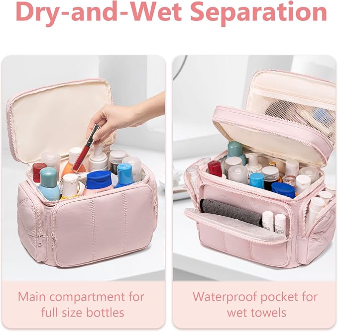 LEDAOU Toiletry Bag for Women, Quilted Travel Makeup Bag Organizer - Image 5
