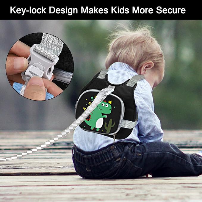 Accmor Toddler Harness Leash+ Anti Lost Wrist Link, Cute Dinosaur Kids Harness - Image 4