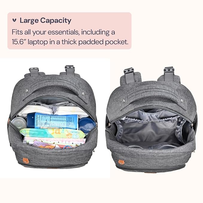 BabbleRoo Diaper Bag Backpack, Travel Backpack - Image 4