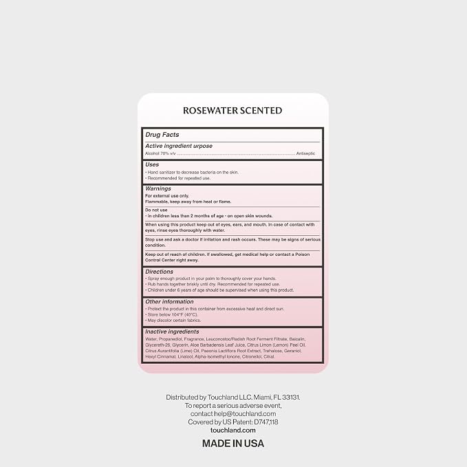 Touchland Glow Mist Revitalizing Hand Sanitizer Spray, Rosewater scented - Image 8