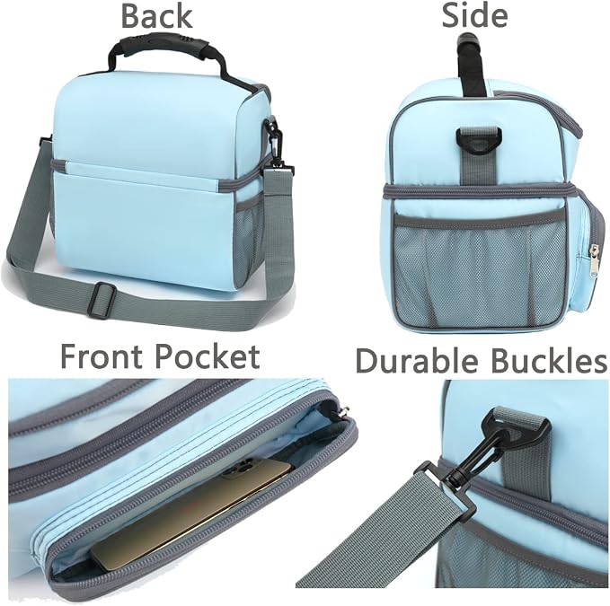 FlowFly Double Layer Cooler Insulated Lunch Bag Adult Lunch Box Large Tote Bag - Image 6