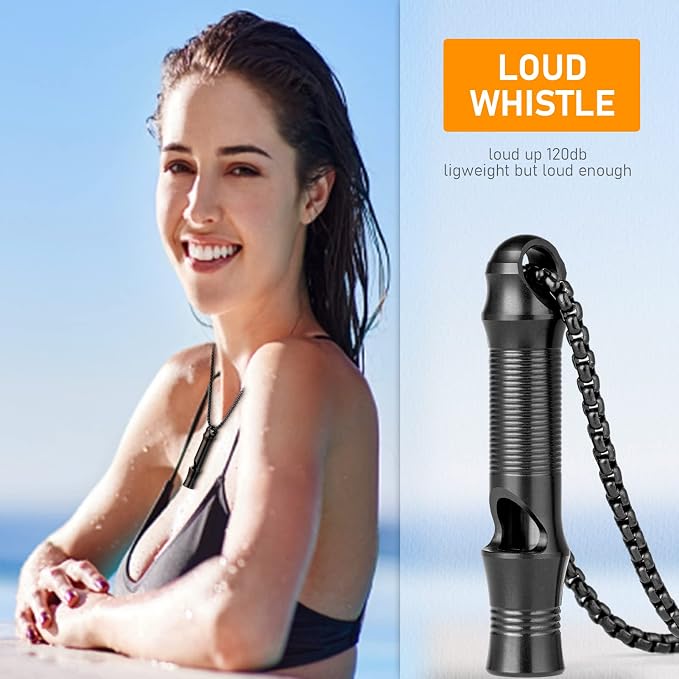 TISUR Titanium Emergency Whistle, EDC Safety Whistles Necklace Loud up to 120db - Image 4