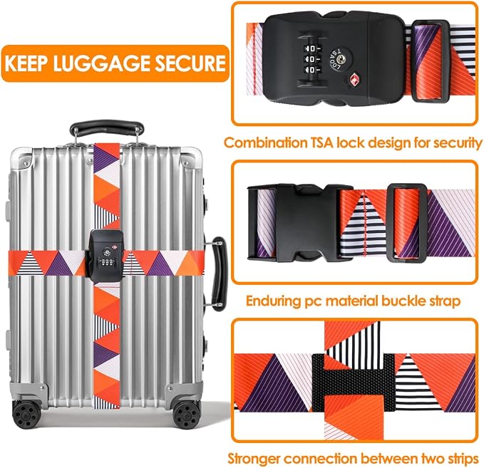 Adjustable Travel Luggage Strap Suitcase Belt Travel Bag Accessories 1.96 in W - Image 3