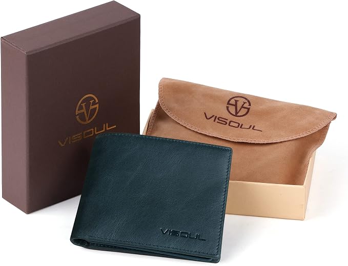 VISOUL Mens Bifold Leather RFID Blocking Wallet - Image 6