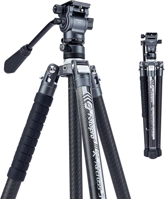 Fotopro Carbon Fiber Tripod 2.3lbs Ultralight 62 Inch Portable Travel Video by Fotopro